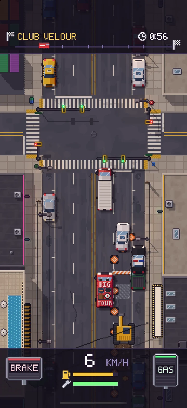 Top-down van drive mini game